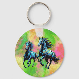 Fantastic Two Galloping Horses Key Ring