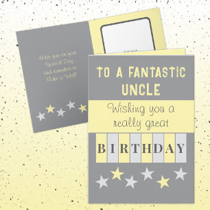 Fantastic uncle grey yellow birthday card