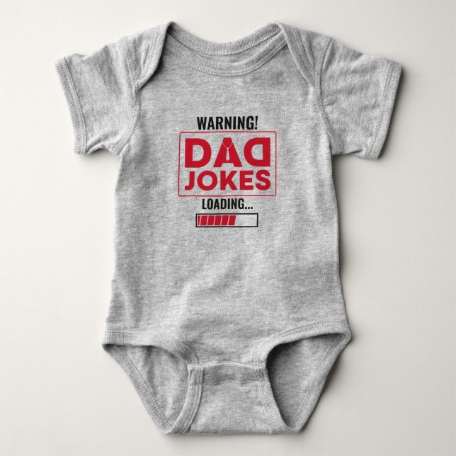 Fantastic Warning! Dad Joke Uploading Baby Bodysuit (Front)