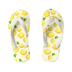fantastic yellow lemons kid's flip flops