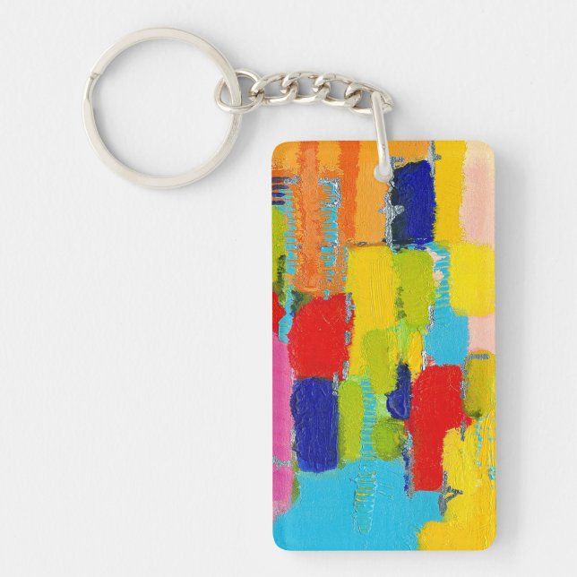 Fantastical Abstract Painting by Kris Taylor Key Ring (Front)
