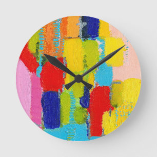 Fantastical Abstract Painting by Kris Taylor Round Clock