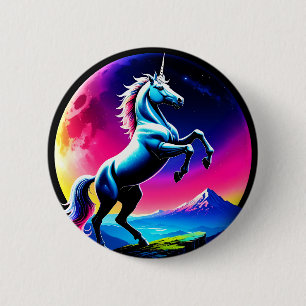 Fantastical Colourful Unicorn Wilderness 6 Cm Round Badge