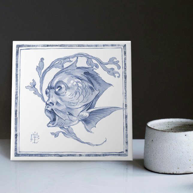 Fantastical Creature Enchanting Art Nouveau Delft Tile (Creator Uploaded)
