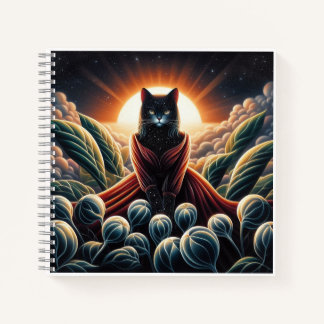 Fantastical Digital Art: Night Sky Cat Surrounded Notebook