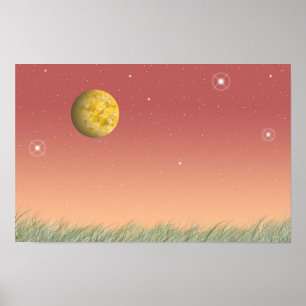 Fantastical moon and a silent starry sky. poster