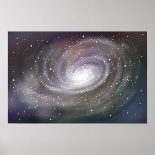 Fantastical spiral galaxy shining in outer space. poster (Front)