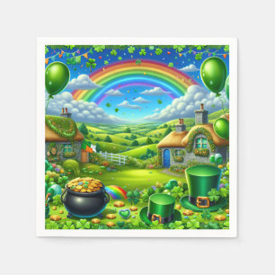 Fantastical St Patick's Day Landscape Party Napkin
