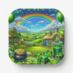 Fantastical St Patick's Day Landscape Party Paper Plate
