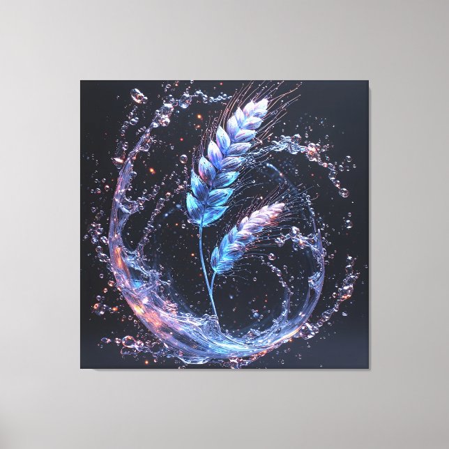 Fantastical Wheat with Dynamic Water Splash Canvas Print (Front)