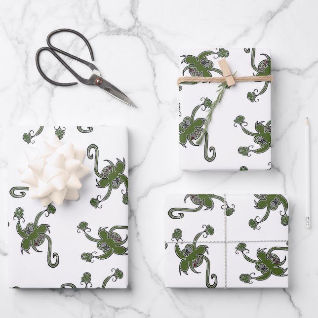 Fantasty monster plant drawing wrapping paper sheet (Front)