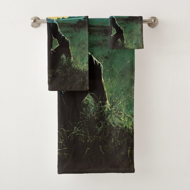 Fantasy 70s Art | Man in Grassy Field Bath Towel Set (Insitu)