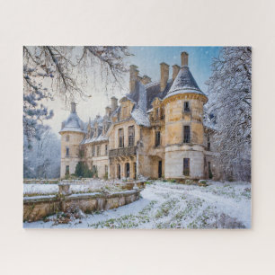 Fantasy Abandoned French Chateau in Winter Jigsaw Puzzle