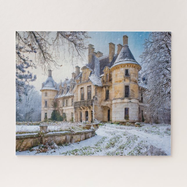 Fantasy Abandoned French Chateau in Winter Jigsaw Puzzle (Horizontal)