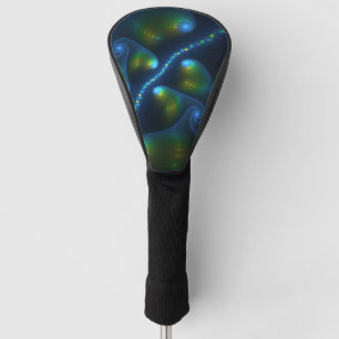 Fantasy Abstract Blue Green Yellow Fractal Art Golf Head Cover
