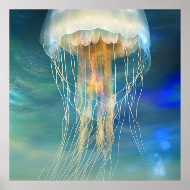 Fantasy Abstract Jellyfish In The Ocean Poster (Front)