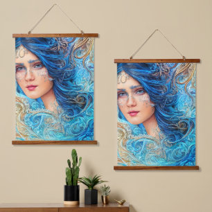 Fantasy Abstract Wave Goddess Hanging Tapestry