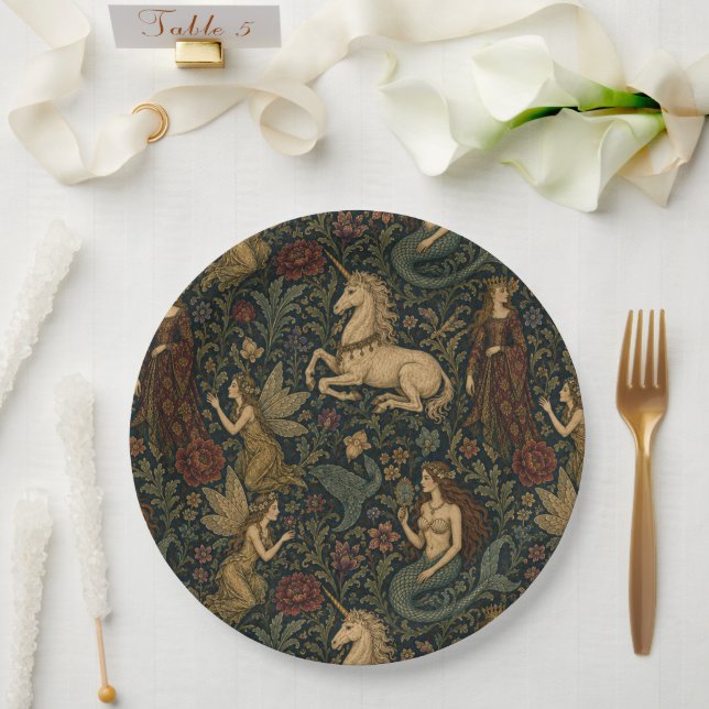 Fantasy Academia Feminine  Paper Plate (Wedding)