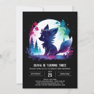 Fantasy Adorable Wolf Birthday Invitation