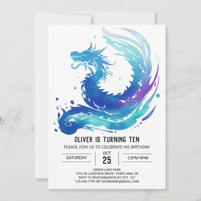 Fantasy Adventure Dragon Birthday Invitation (Front)