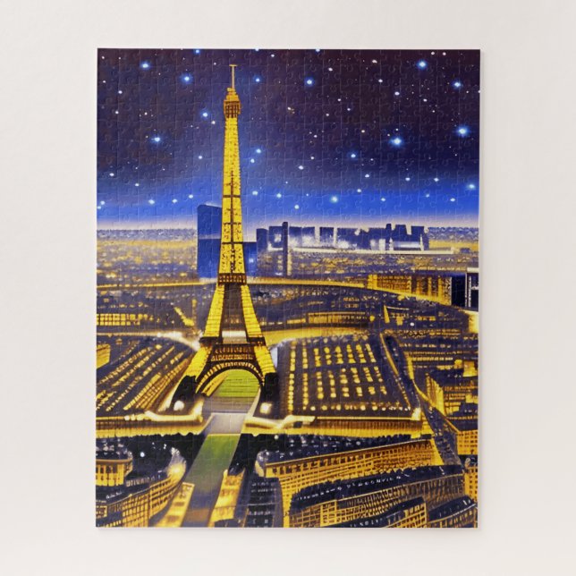 Fantasy Aerial View of Paris Under the Stars Jigsaw Puzzle (Vertical)