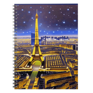 Fantasy Aerial View of Paris Under the Stars Notebook