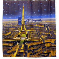 Fantasy Aerial View of Paris Under the Stars