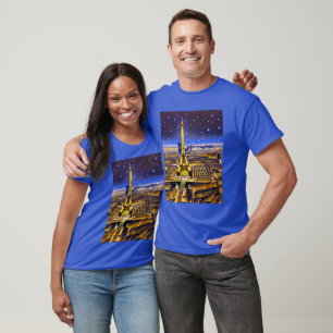 Fantasy Aerial View of Paris Under the Stars T-Shirt