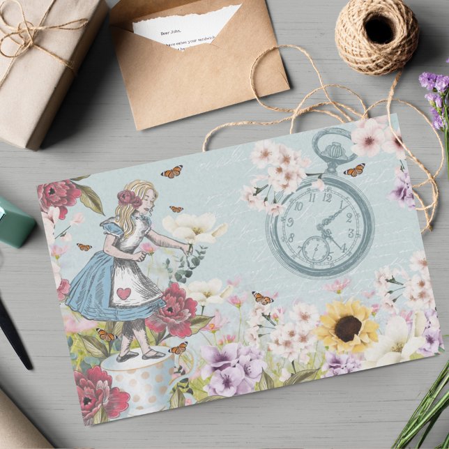 Fantasy Alice In Wonderland Magical Floral Meadow  Tissue Paper (Creator Uploaded)