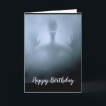 Fantasy Alien Fog Birthday Scary Ghost Night Card<br><div class="desc">Fantasy Alien Fog Creature Scary Ghost Night  Frightening or spooky Night Forest Scene.  Great for that Birthday on Halloween or those who love aliens</div>