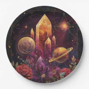 Fantasy Amethyst Crystal Realm Pattern Paper Plate