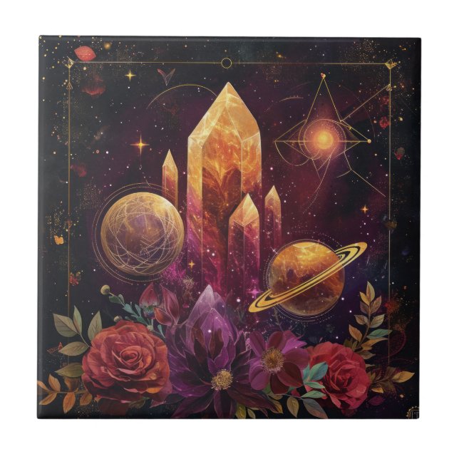 Fantasy Amethyst Crystal Realm Pattern Tile (Front)