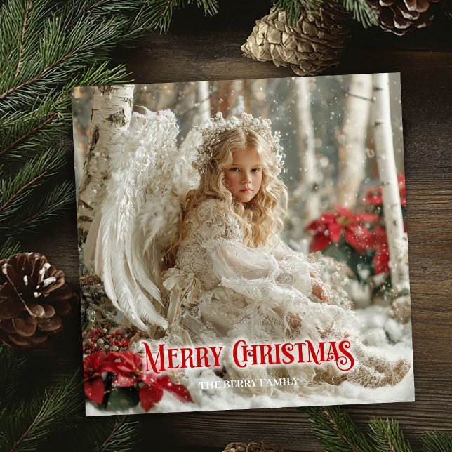 Fantasy angelic angel red gold festive magical  holiday card (Fantasy angelic angel red gold festive magical card)