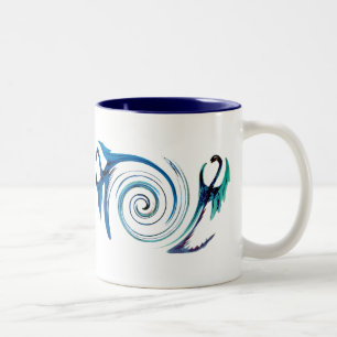 Fantasy Animal Blue Dragon Wave Two-Tone Coffee Mug