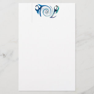 Fantasy Animal Blue Dragons Stationery