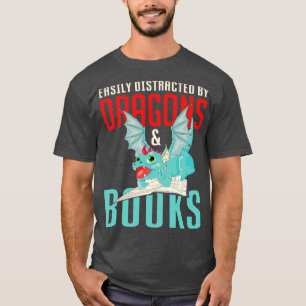 Fantasy Animal Bookworm Librarian Reading Book Dra T-Shirt