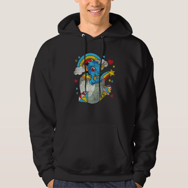 Fantasy Animal Rainbow Mythical Creature Cute Drag Hoodie (Front)