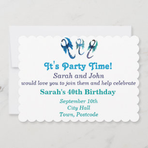 Fantasy Animals Blue Dragons Invitation