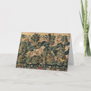 FANTASY ANIMALS,HORSES,WOODLAND Blue Green Floral Card