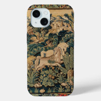 FANTASY ANIMALS,HORSES,WOODLAND Blue Green Floral