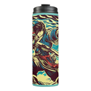 Fantasy Anime Hero 1 - Japanese Woodcut Thermal Tumbler
