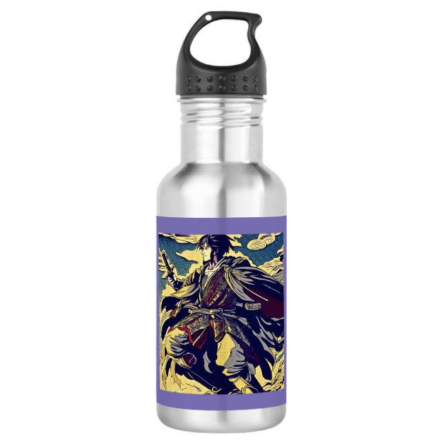 Fantasy Anime Hero 2 - Japanese Woodcut 532 Ml Water Bottle (Front)