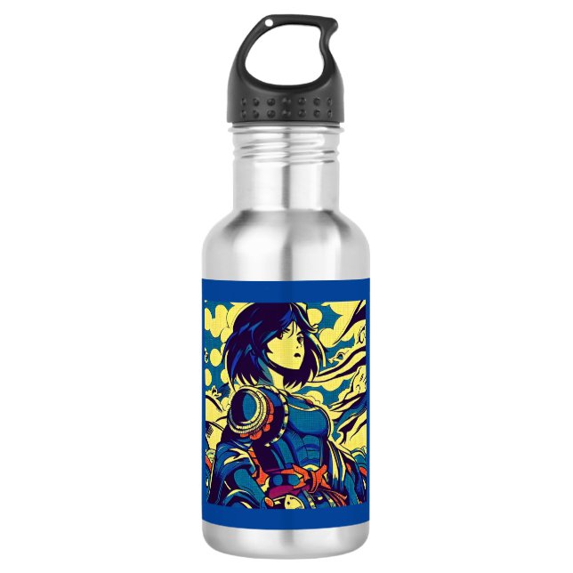 Fantasy Anime Hero 3 - Japanese Woodcut 532 Ml Water Bottle (Front)