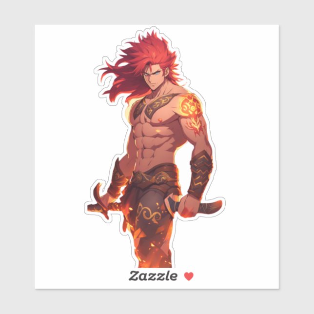 Fantasy Anime Husbando Sticker – Fiery Red Hair (Sheet)