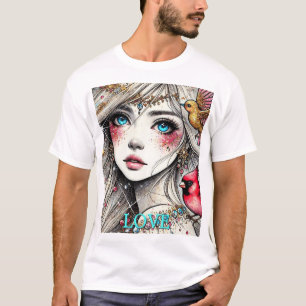 Fantasy Anime Manga Girl Asuka Customise Aqua T-Shirt