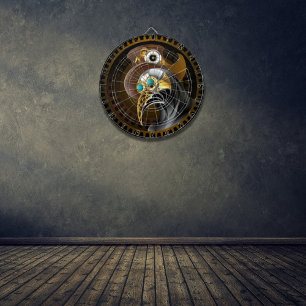 Fantasy Antique Steampunk Plague Doctor Gears Dartboard