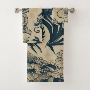 Fantasy Antiqued Dragons Bath Towel Set