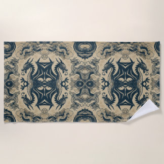 Fantasy Antiqued Dragons  Beach Towel