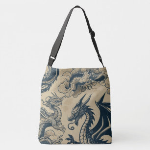 Fantasy Antiqued Dragons Crossbody Bag