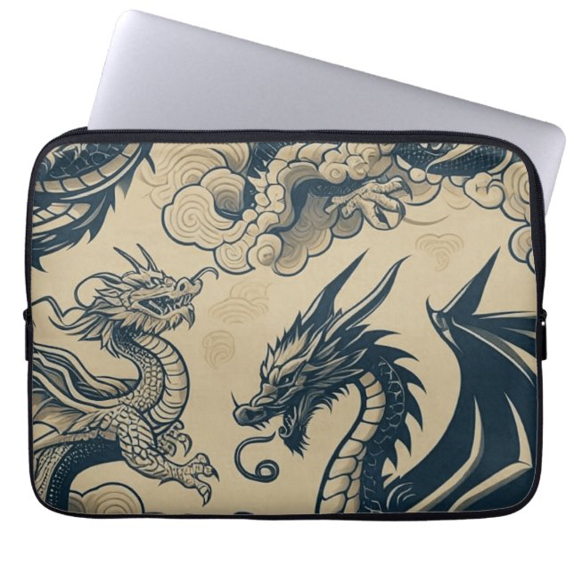 Fantasy Antiqued Dragons  Laptop Sleeve (Front)